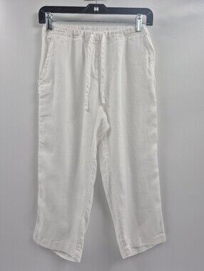 CP Shades free people bohemian White Drawstring Hampton Linen Capri Pants Xsmall
